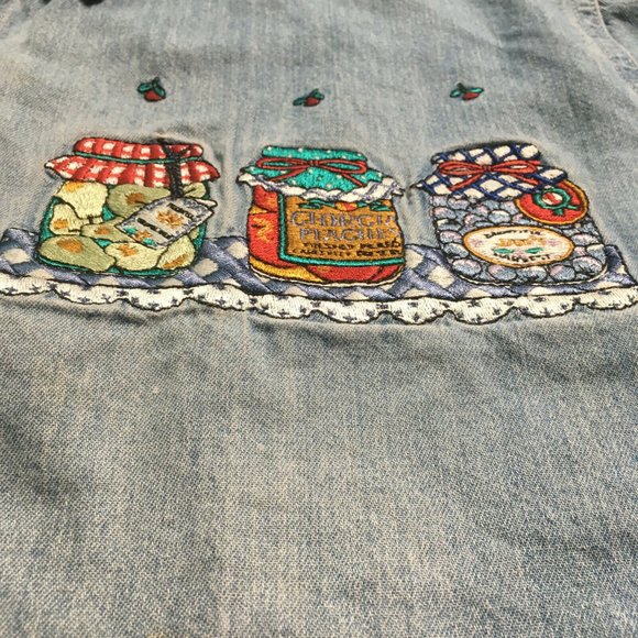 #56 Bobbie Brooks Denim Button-Up Shirt Women's L Short Sleeve Embellished Fall - Picture 4 of 9